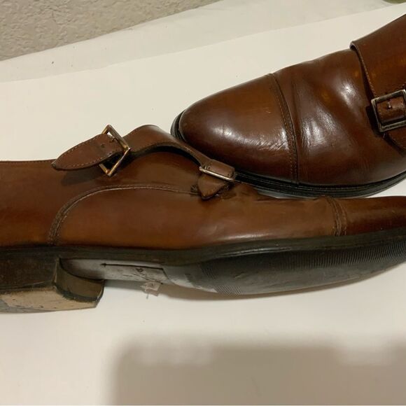 To Boot New York Men’s  8 brown leather double monk strap cap-toe dress shoes main image 4